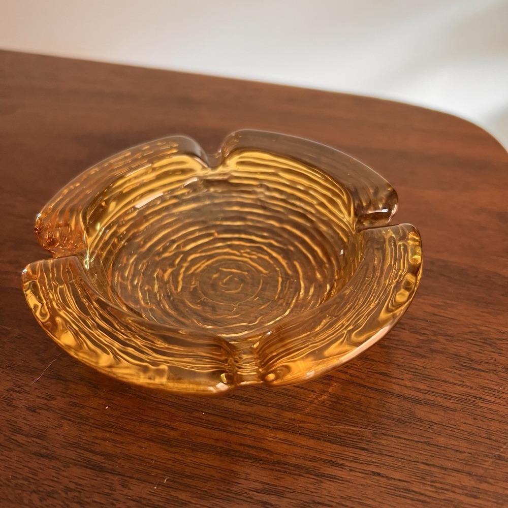 Anchor Hocking Soreno Harvest Gold Ashtray Amber 4.25" Vintage Bar Lounge Diner - Picture 3 of 4